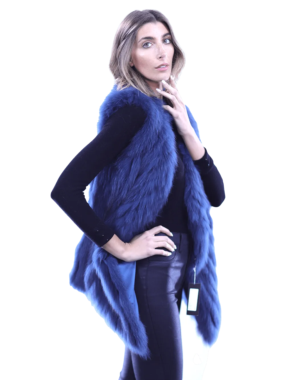 La Fiorentina - Plush Fox Fur Vest Blue