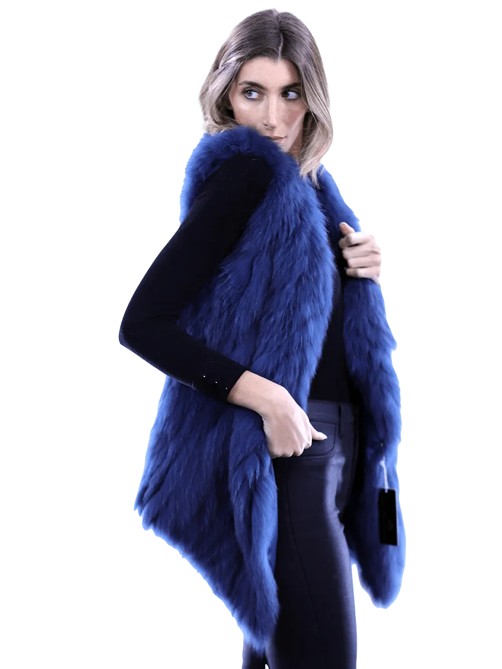 La Fiorentina - Plush Fox Fur Vest Blue