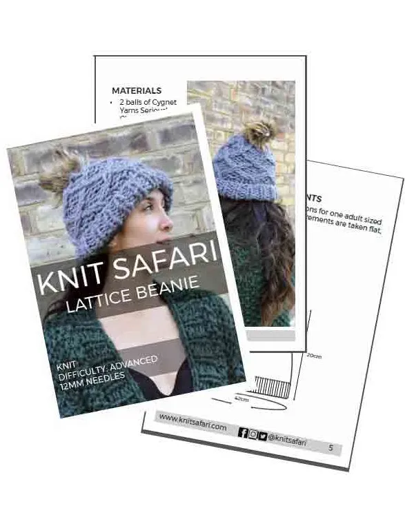 Lattice Beanie - Downloadable Chunky Knitting Pattern