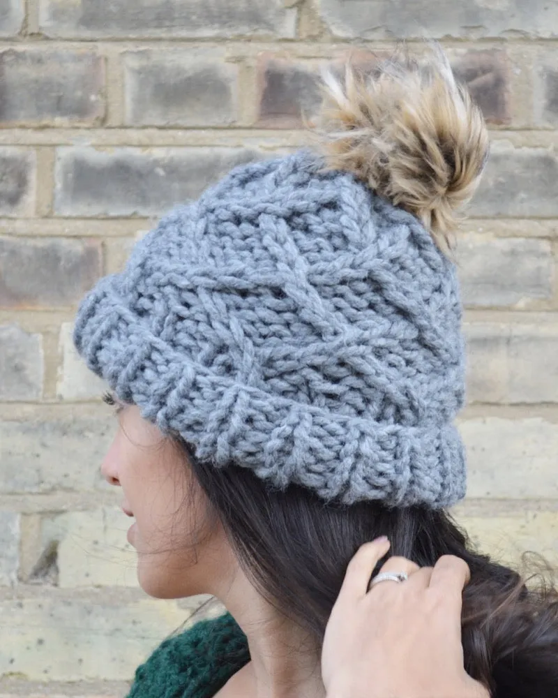 Lattice Beanie - Downloadable Chunky Knitting Pattern