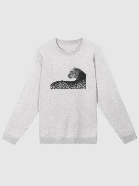 Leopard Knit Sweater Grey