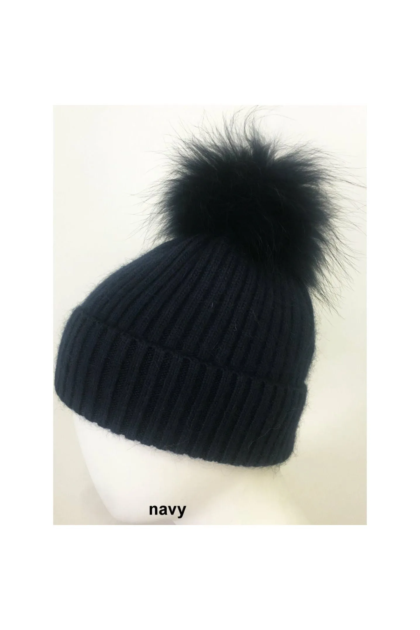 Linda Richards Wool Pom-pom Hat HA-62 | Navy