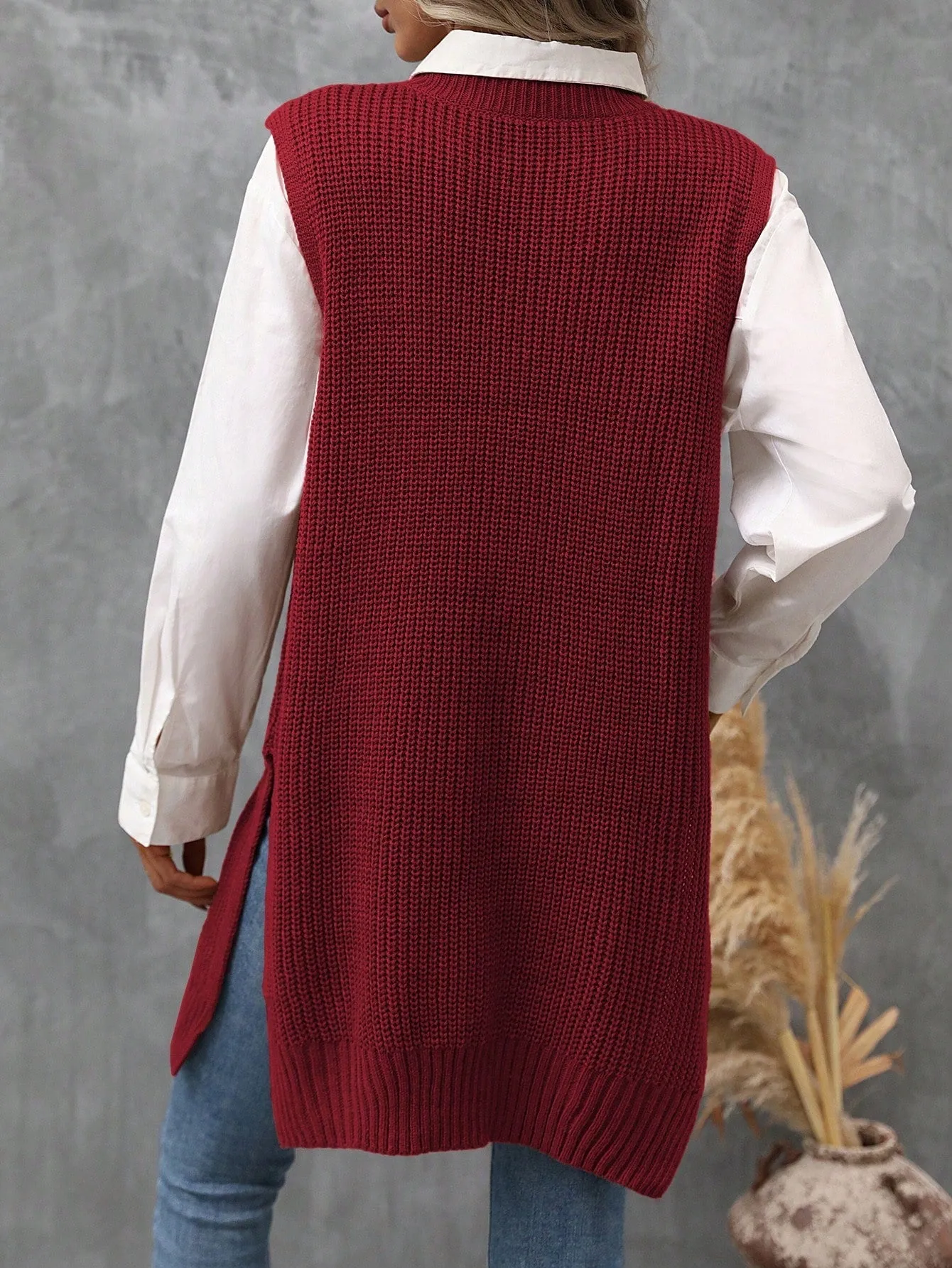 LUNE Women's Side Split Knitted Sweater Vest