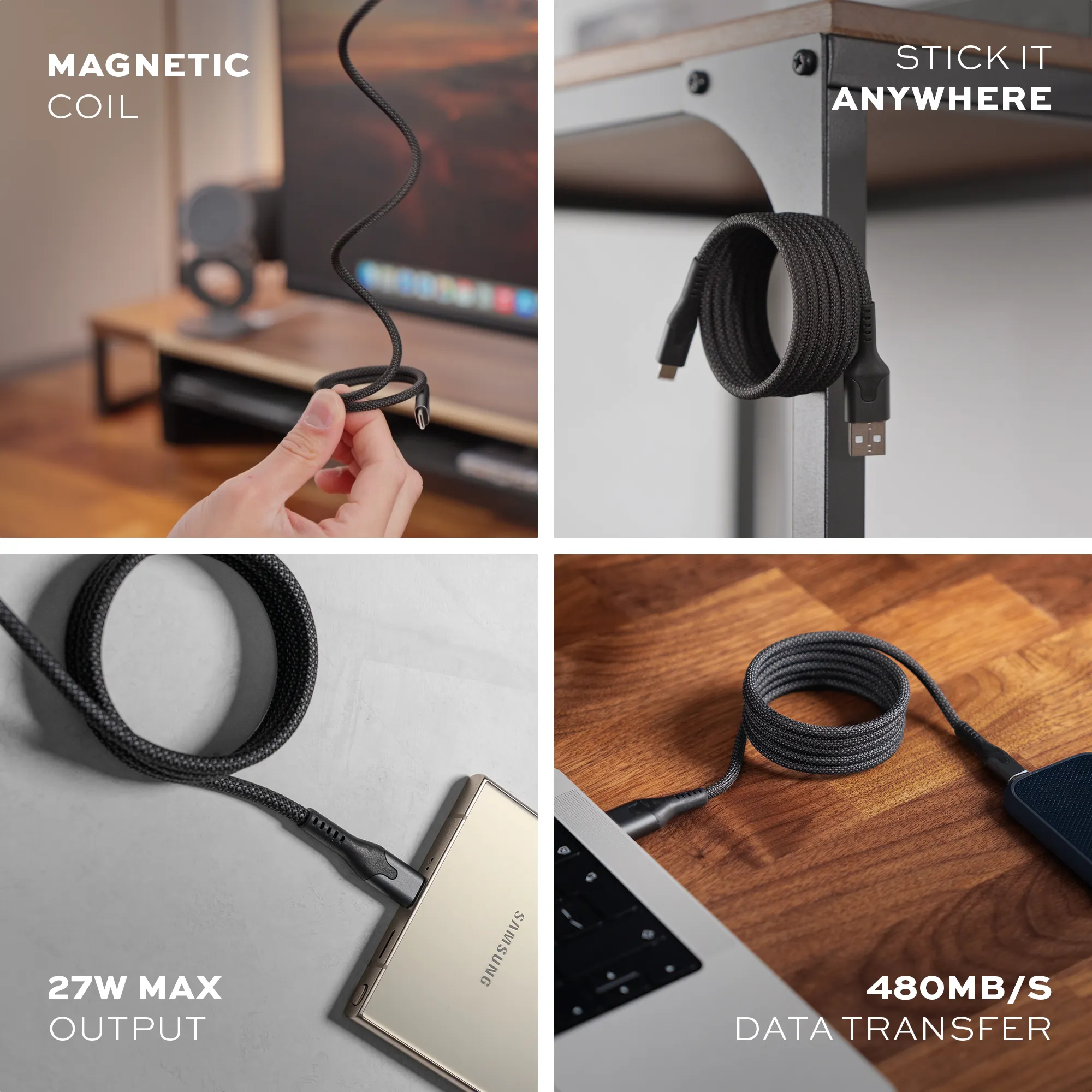 MagStack™ Cable | Tangle-Free Magnetic Nylon | Charge & Data Cable