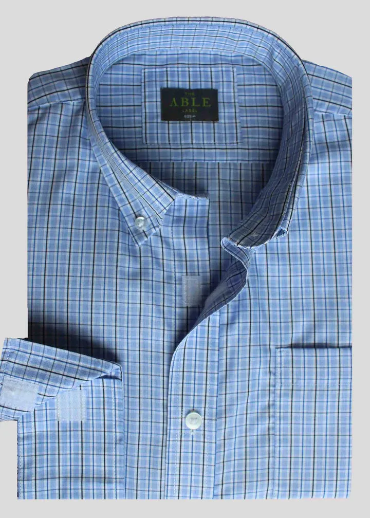 Marty long sleeve check shirt - light blue