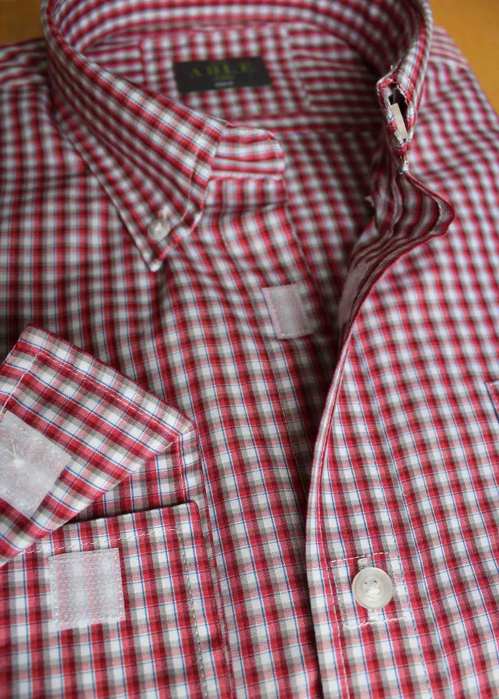 Marty long sleeve check velcro shirt - red