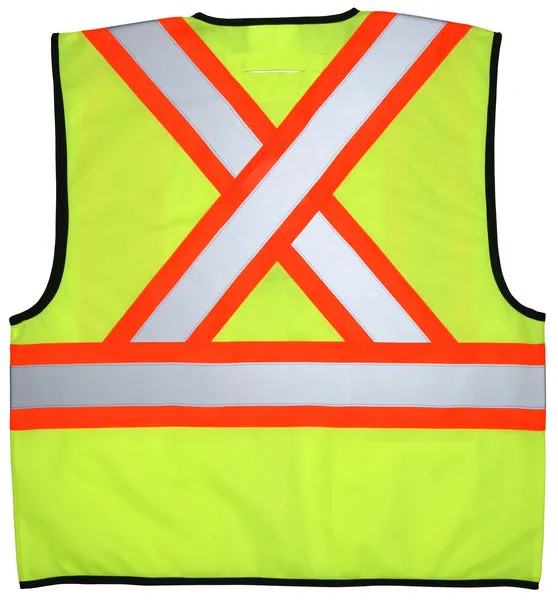 MCR Safety CSA Poly, Lime Vest  4 1/2 Orange/Sil X4