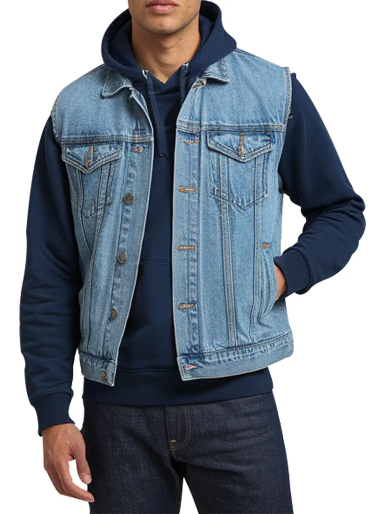 Men's Classic Light Blue Denim Vest