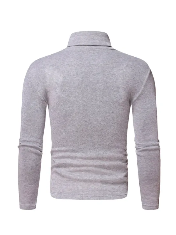 Men's fleece pullover turtleneck knitted top