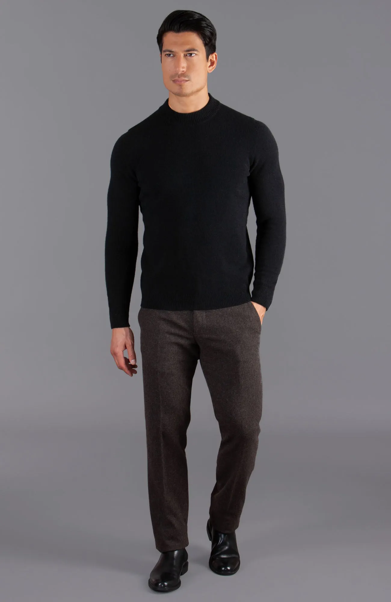 Mens Lambswool Mock Turtle Neck Jumper