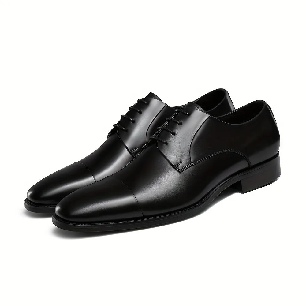 Men's Leather Oxford Shoes Lace-up Front Dress Shoes For Men Cap Toe Business Formal Black Tie Leather Shoes for Men