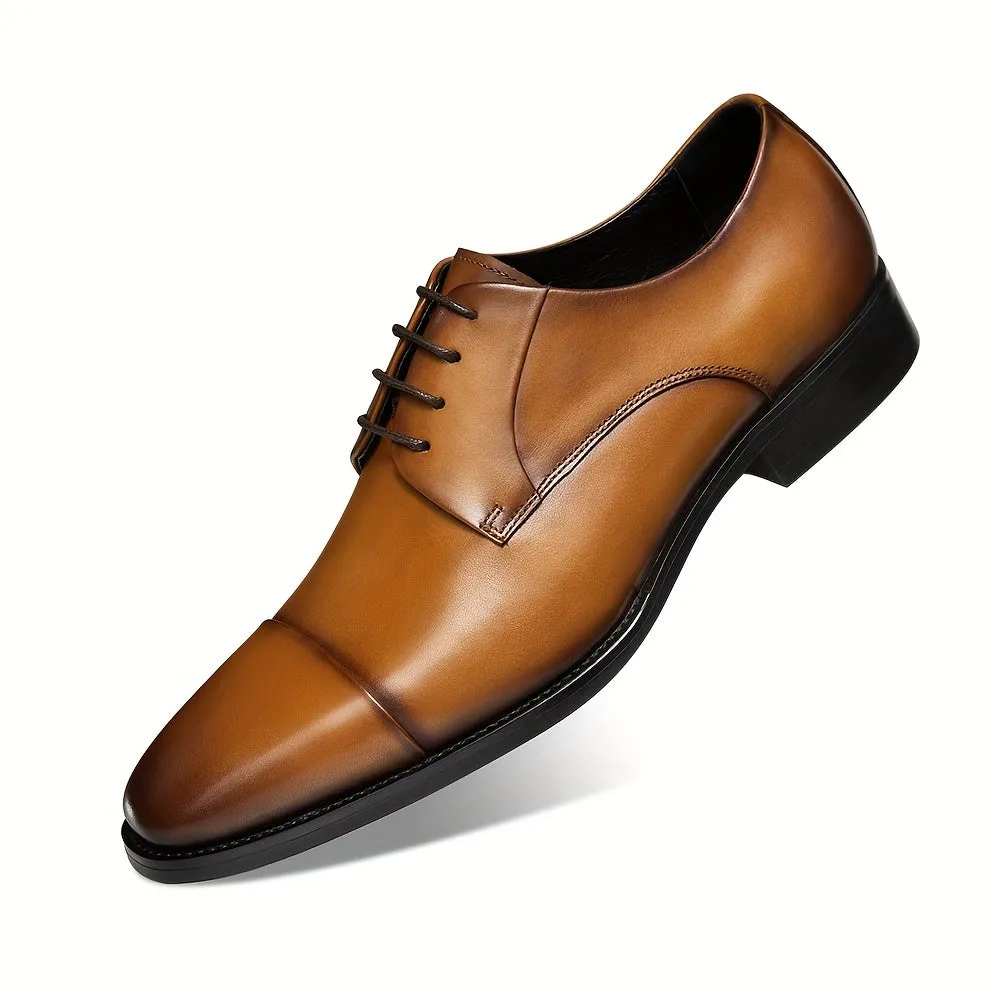 Men's Leather Oxford Shoes Lace-up Front Dress Shoes For Men Cap Toe Business Formal Black Tie Leather Shoes for Men