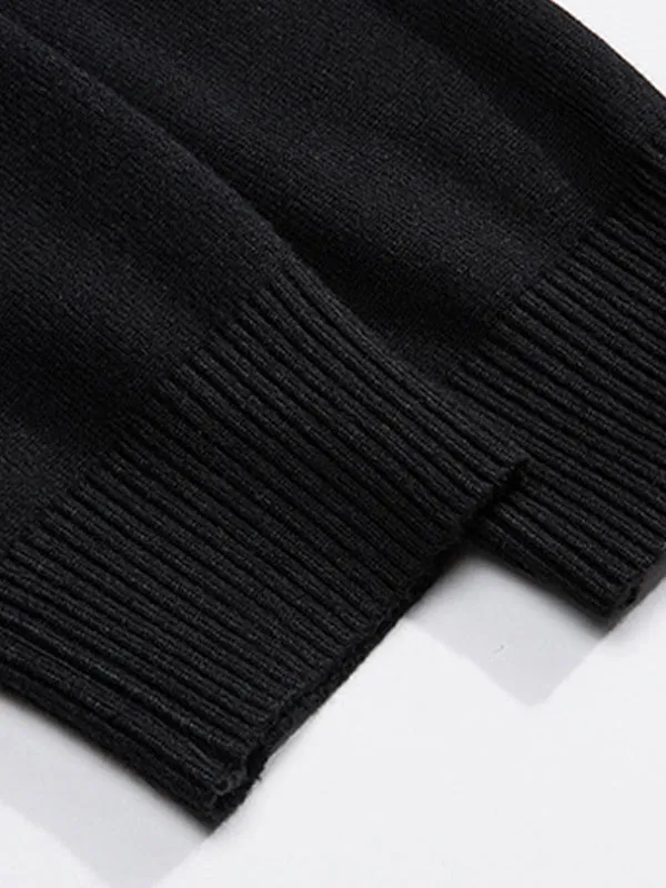 Men's Retro Simple Solid Color Turtleneck Loose Knitted Sweater