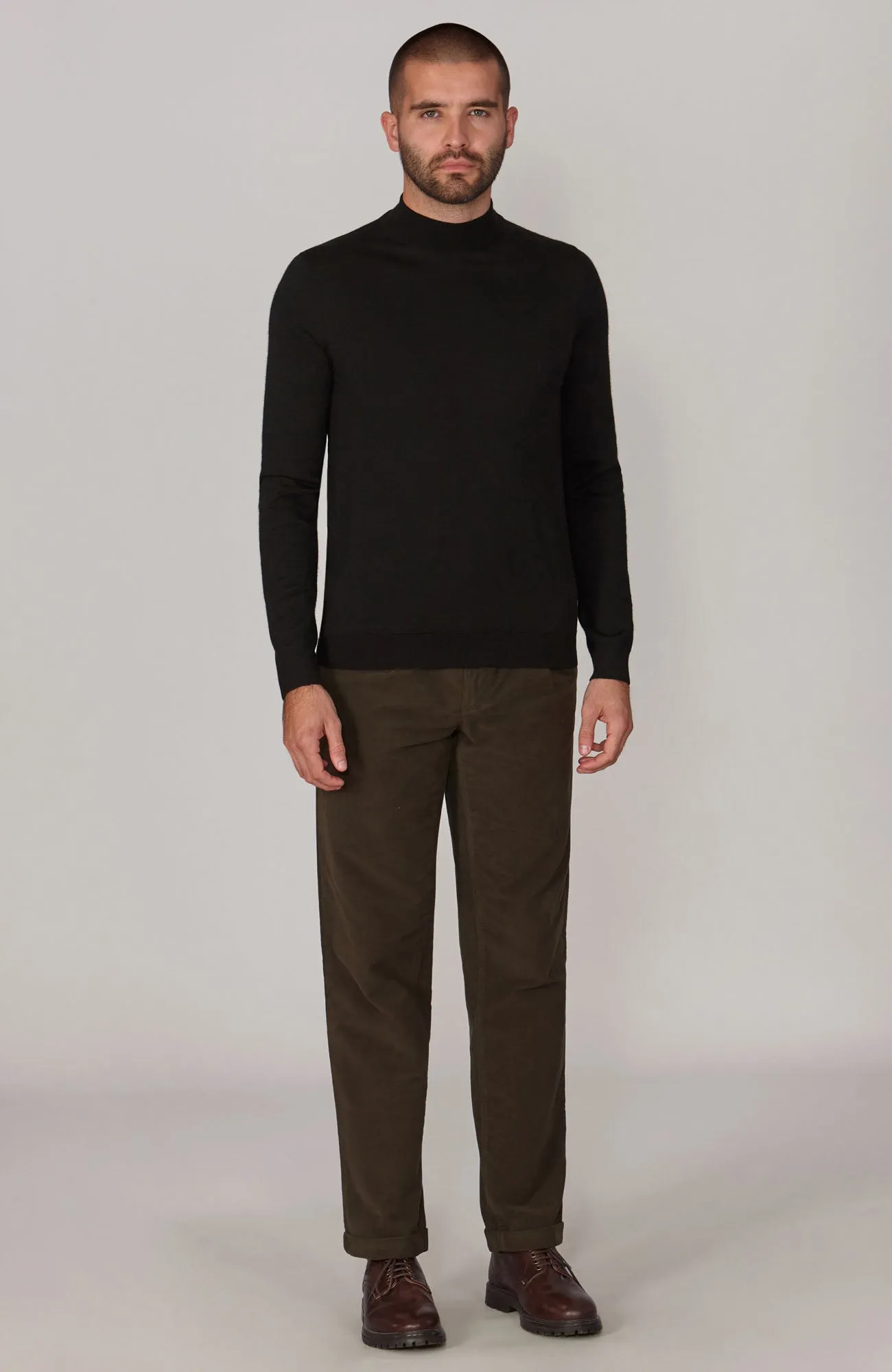 Mens Superfine Merino Silk Mock Turtle Neck Jumper