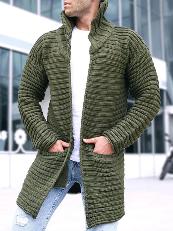 Men's turtleneck long sleeve knitted sweater cardigan