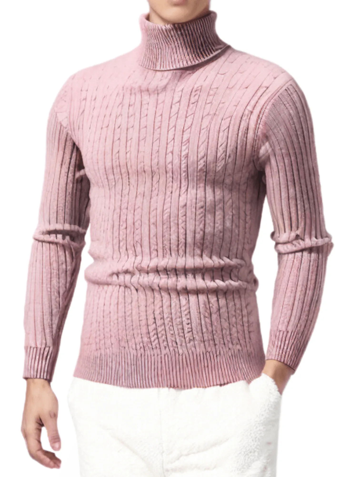 Men's Turtleneck Sweaters Solid Color Slim Fit Fashionable Pullover Mens Winter Outdoor Tops