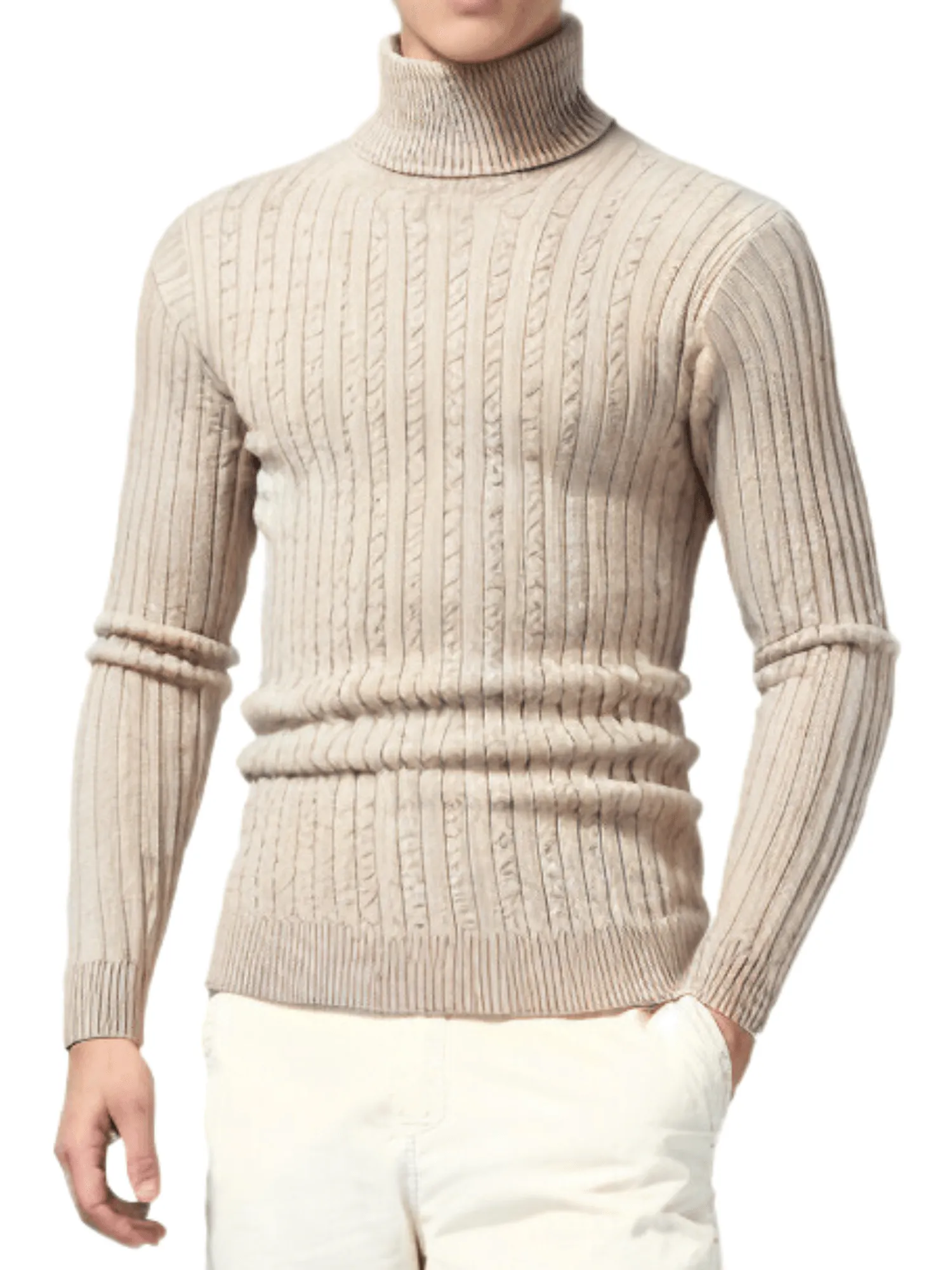 Men's Turtleneck Sweaters Solid Color Slim Fit Fashionable Pullover Mens Winter Outdoor Tops