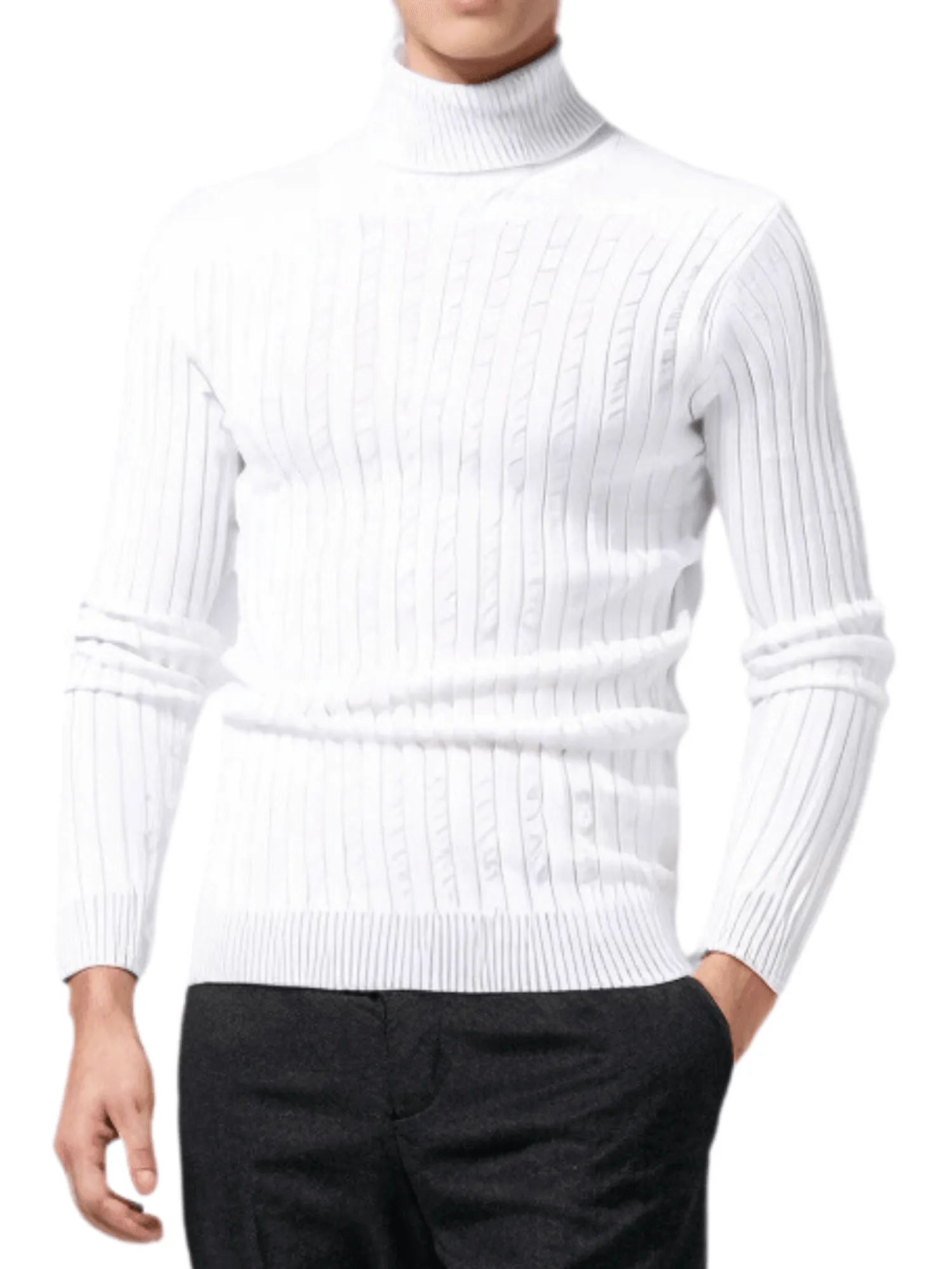 Men's Turtleneck Sweaters Solid Color Slim Fit Fashionable Pullover Mens Winter Outdoor Tops