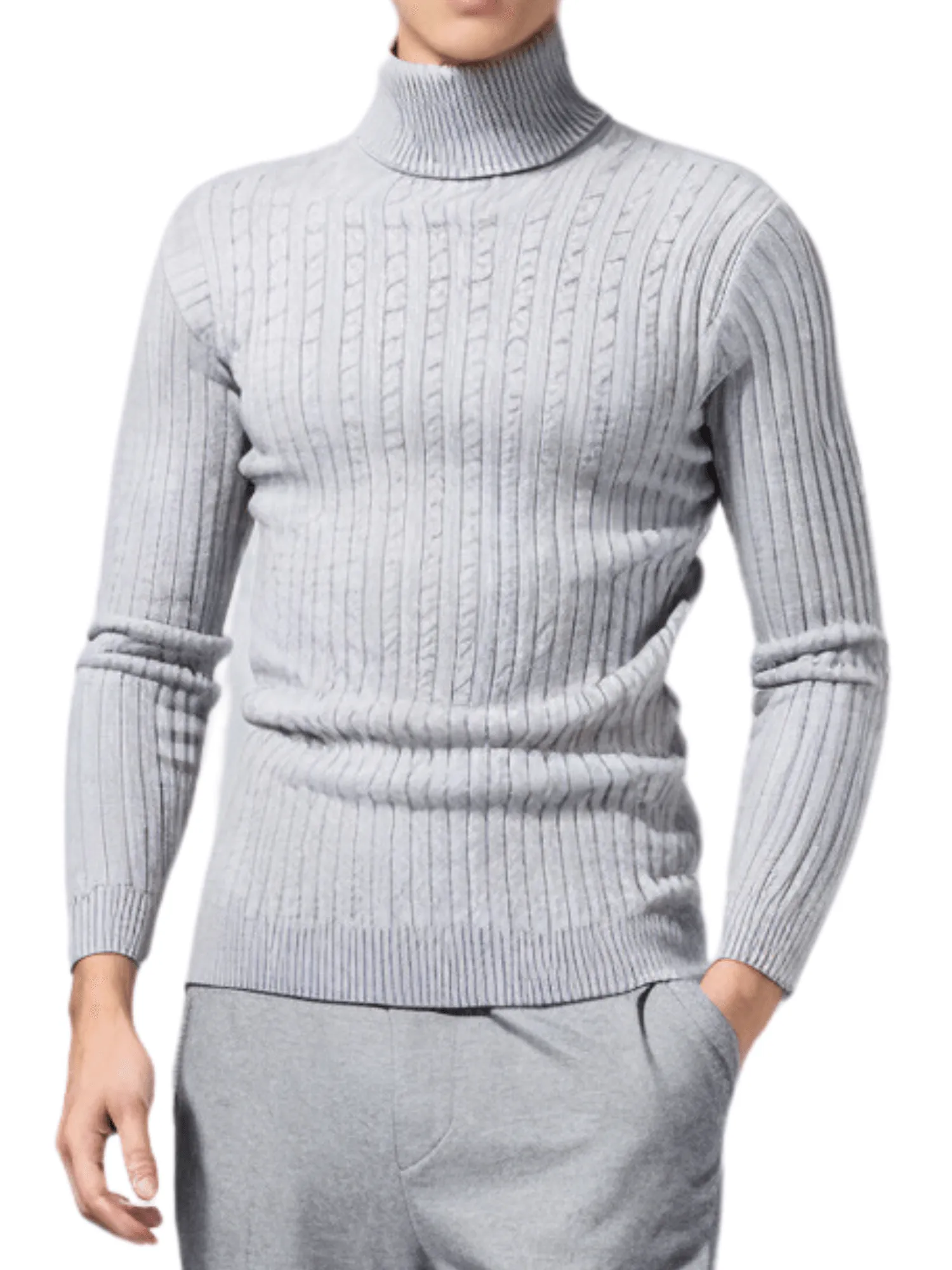 Men's Turtleneck Sweaters Solid Color Slim Fit Fashionable Pullover Mens Winter Outdoor Tops