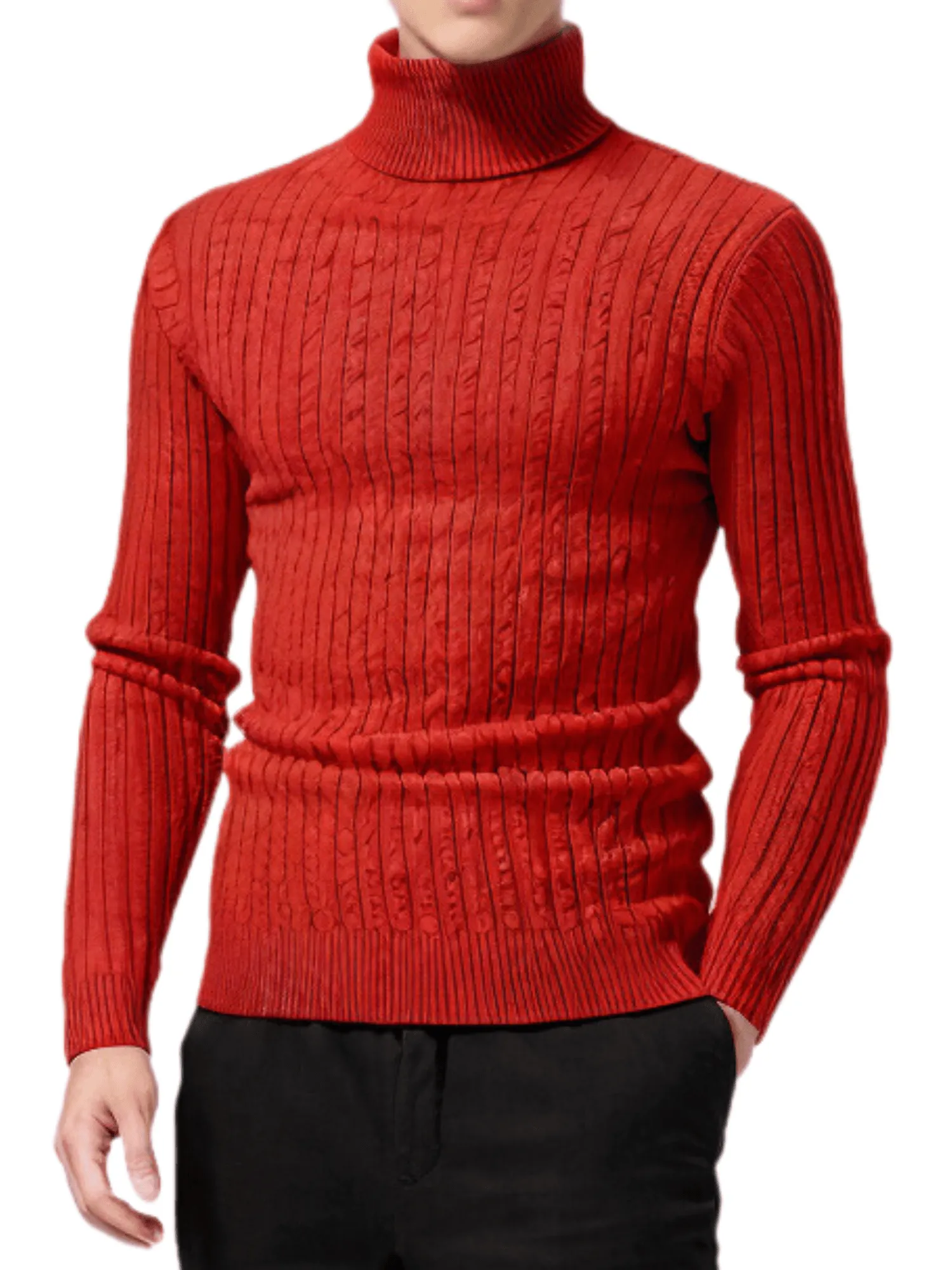 Men's Turtleneck Sweaters Solid Color Slim Fit Fashionable Pullover Mens Winter Outdoor Tops