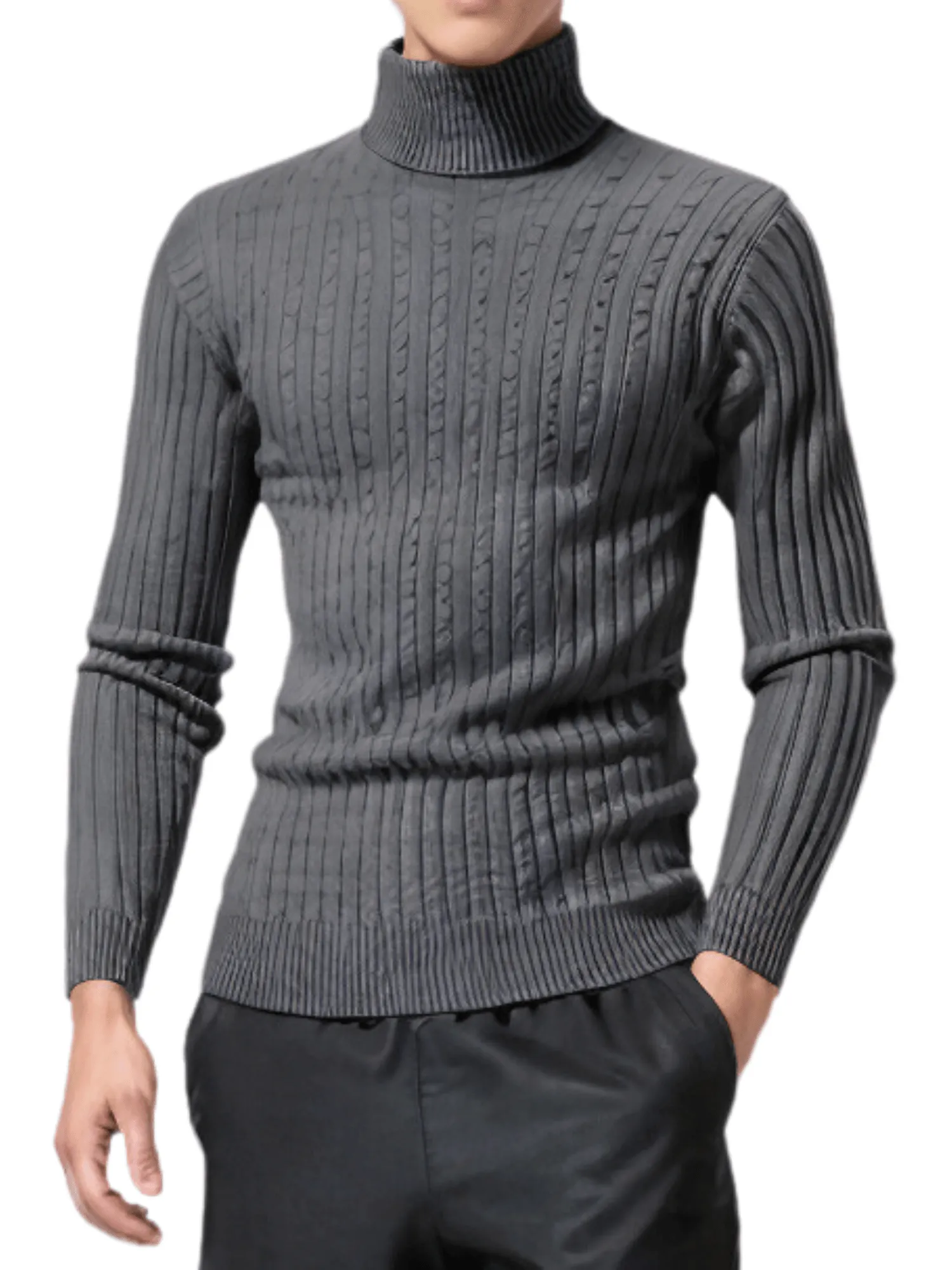 Men's Turtleneck Sweaters Solid Color Slim Fit Fashionable Pullover Mens Winter Outdoor Tops