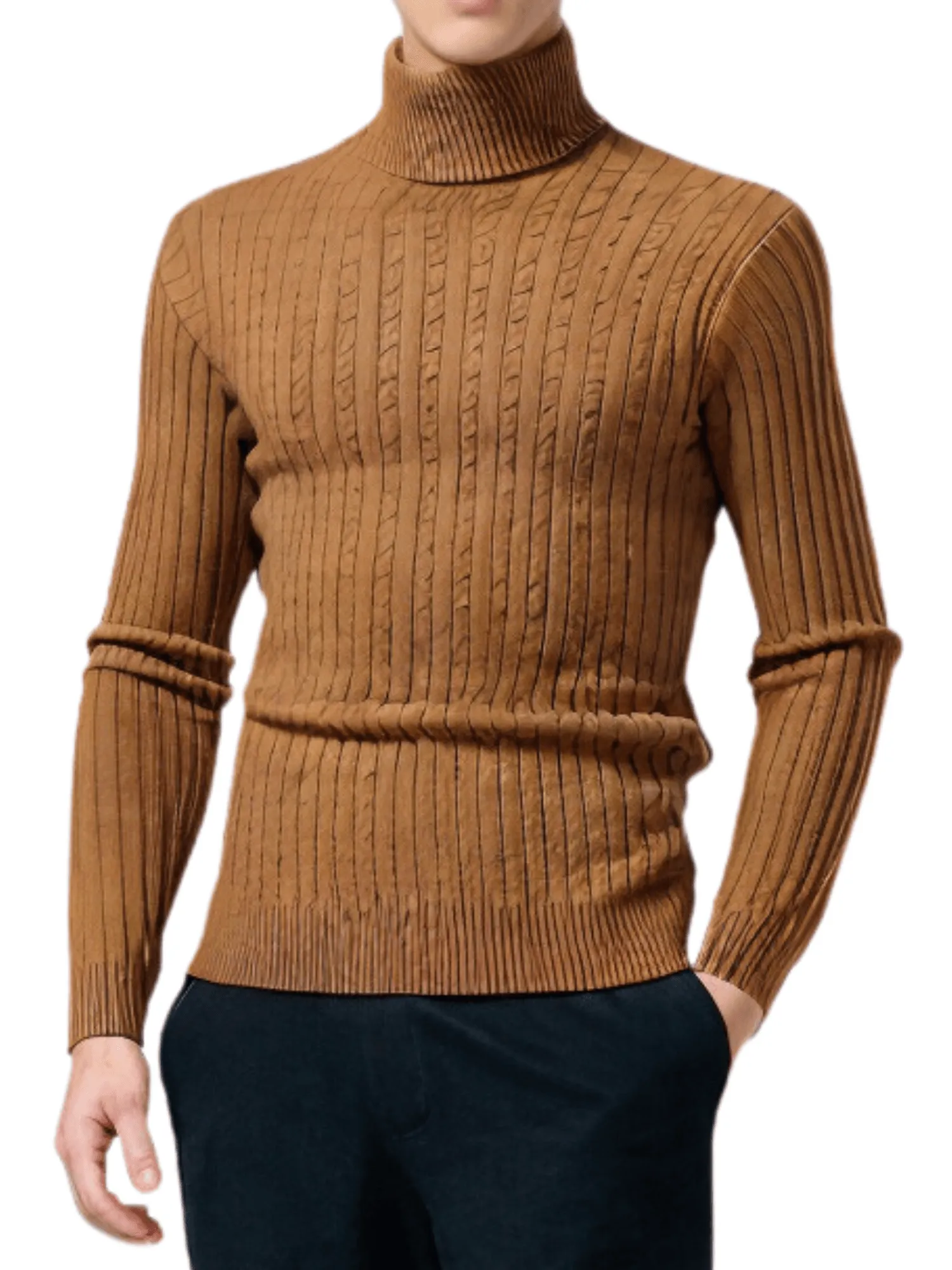 Men's Turtleneck Sweaters Solid Color Slim Fit Fashionable Pullover Mens Winter Outdoor Tops