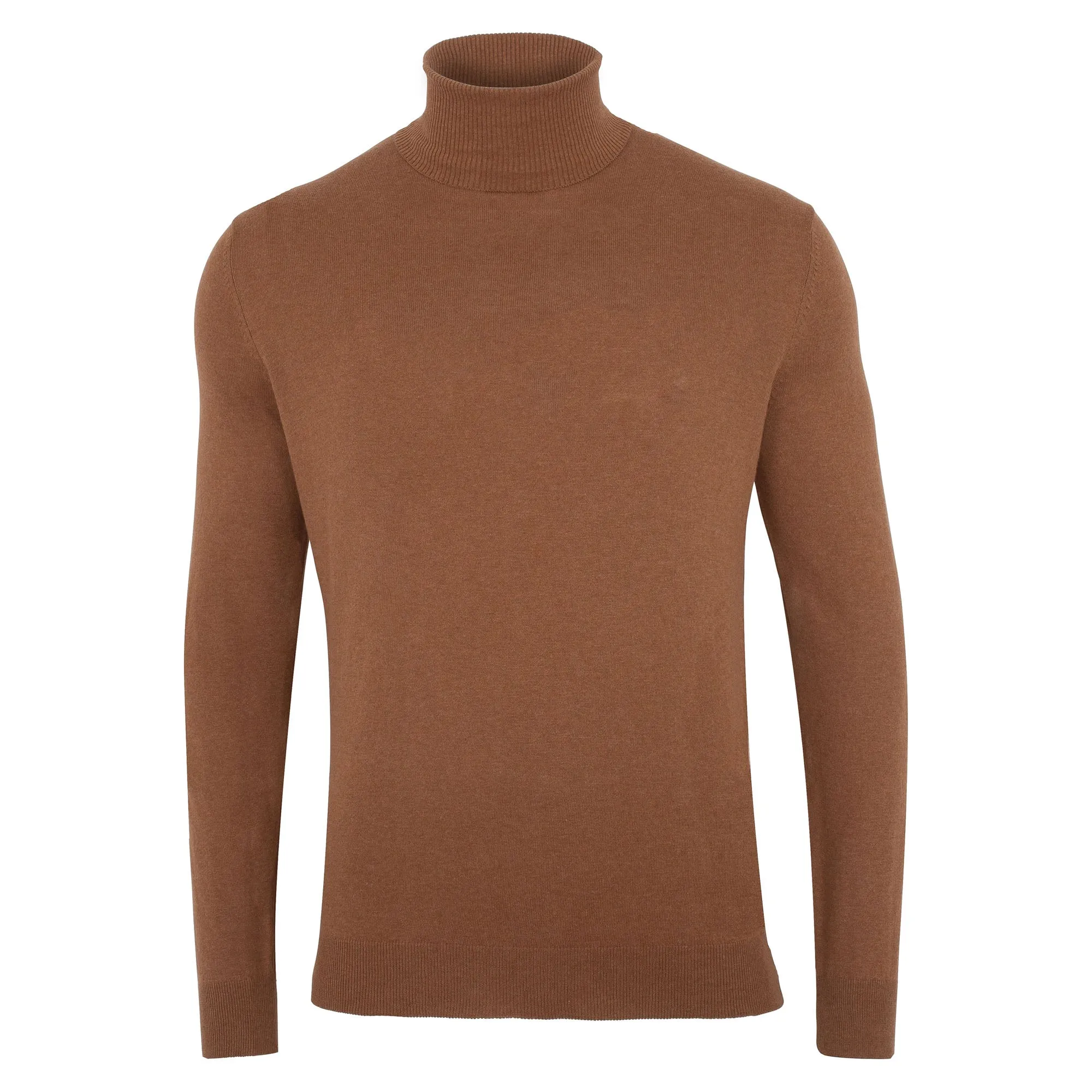 Mens Ultra Fine Cotton Roll Neck Jumper