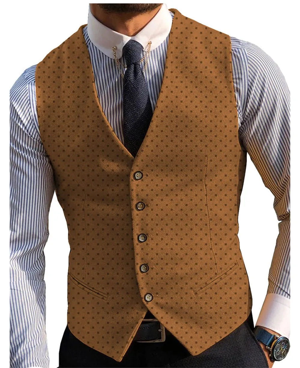 Men's V Lapel Casual Slim Fit Waistcoat