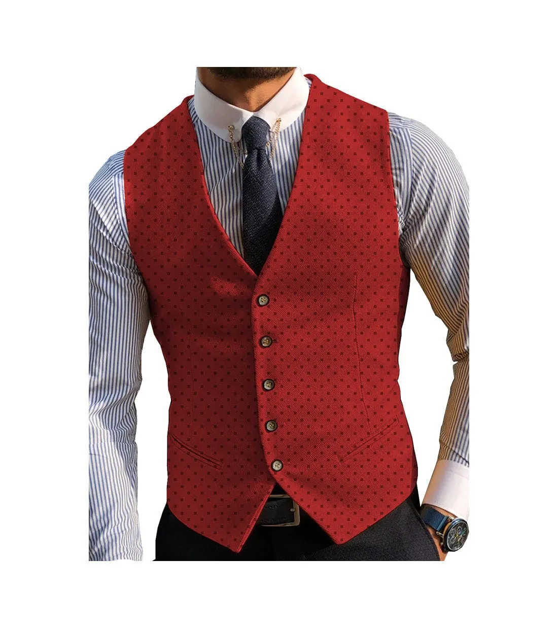 Men's V Lapel Casual Slim Fit Waistcoat