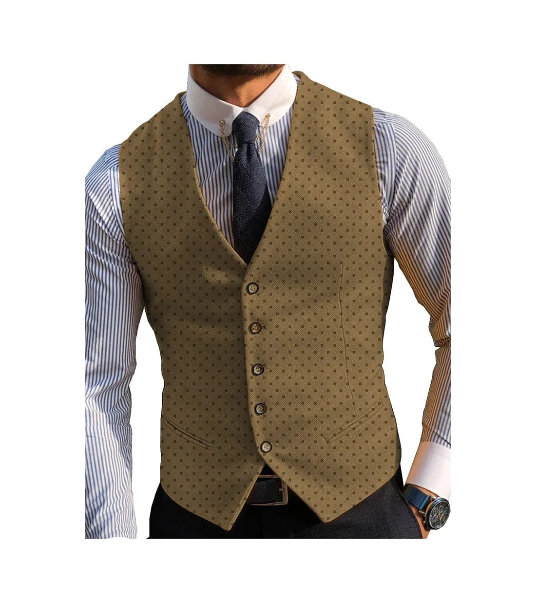 Men's V Lapel Casual Slim Fit Waistcoat