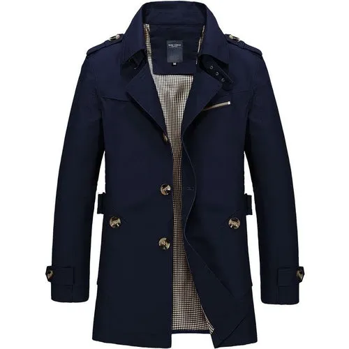 Men's Windbreaker Notch Lapel Single Breasted Jacket Coat