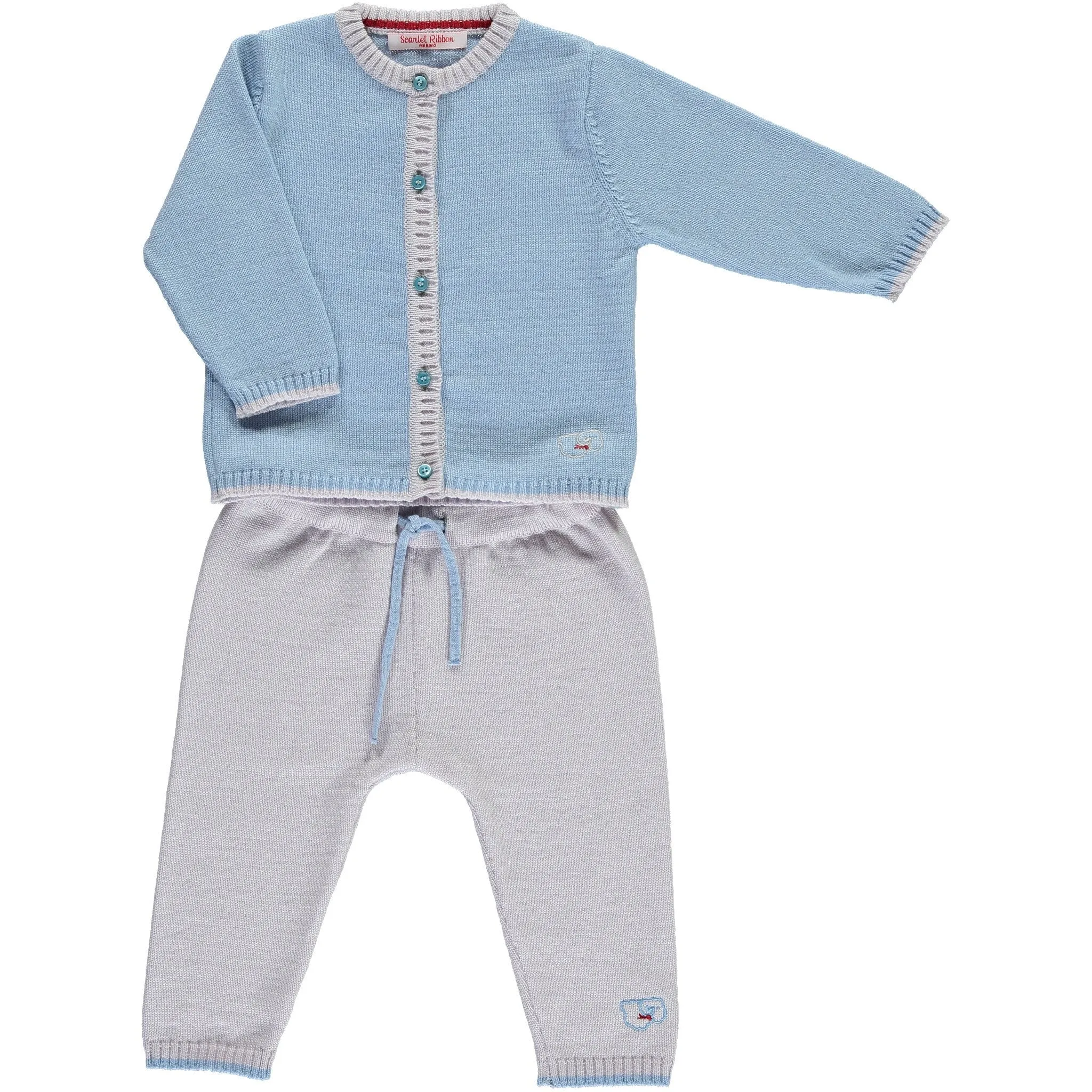 Merino Baby Cardigan & Leggings Set - Beau Blue