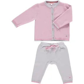 Merino Baby Cardigan & Leggings Set - Rose