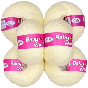 M.G ENTERPRISE 100% Acrylic Wool Cream (6 pc) Baby Wool 4 ply Wool Ball Hand Knitting Wool/Art Craft Soft Fingering Crochet Hook Yarn, Needle Knitting Yarn Thread Dyed