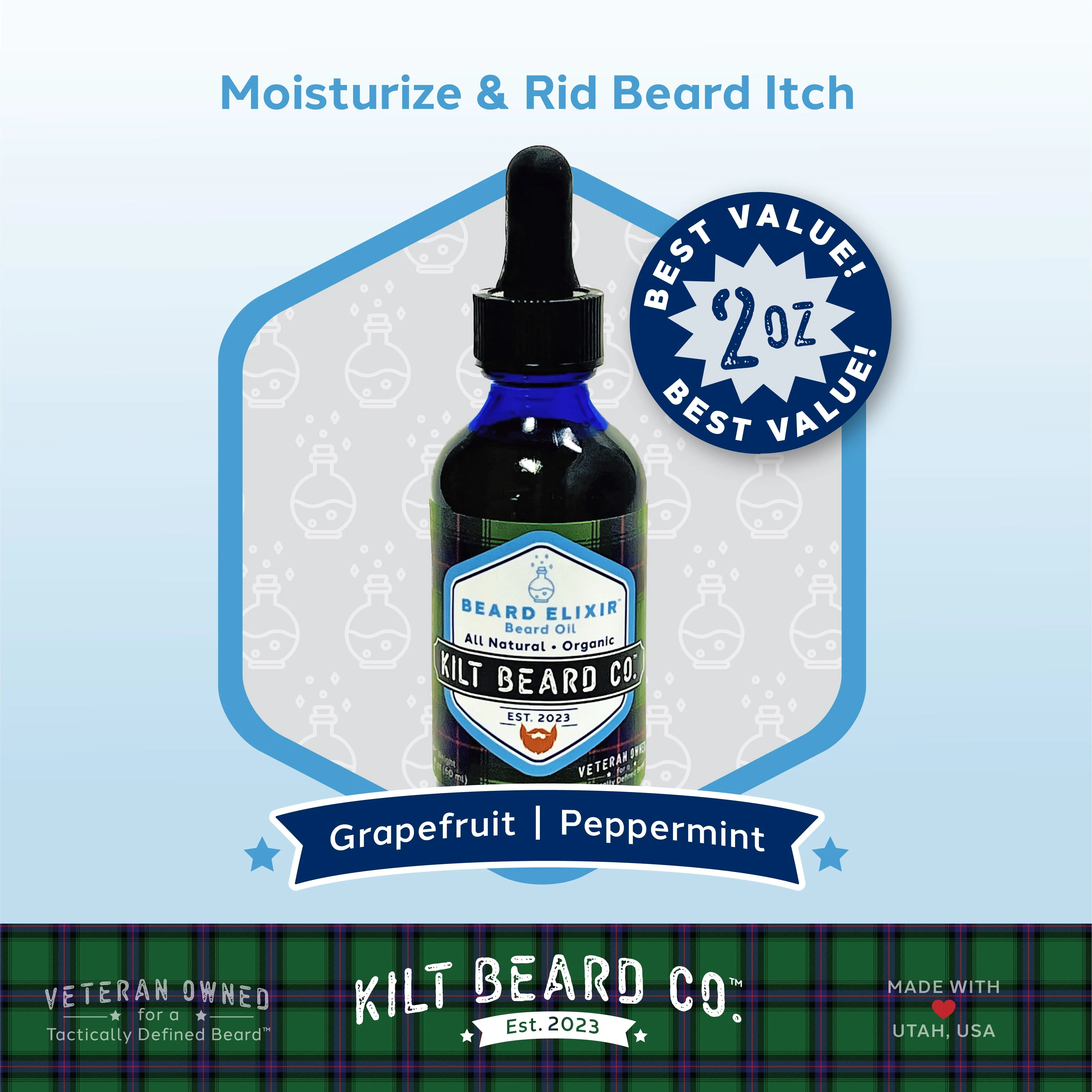 Moisturizing Powerhouse Beard Kit - Peppermint, Mango (Balm, Oil, Butter, Hat, T-shirt)