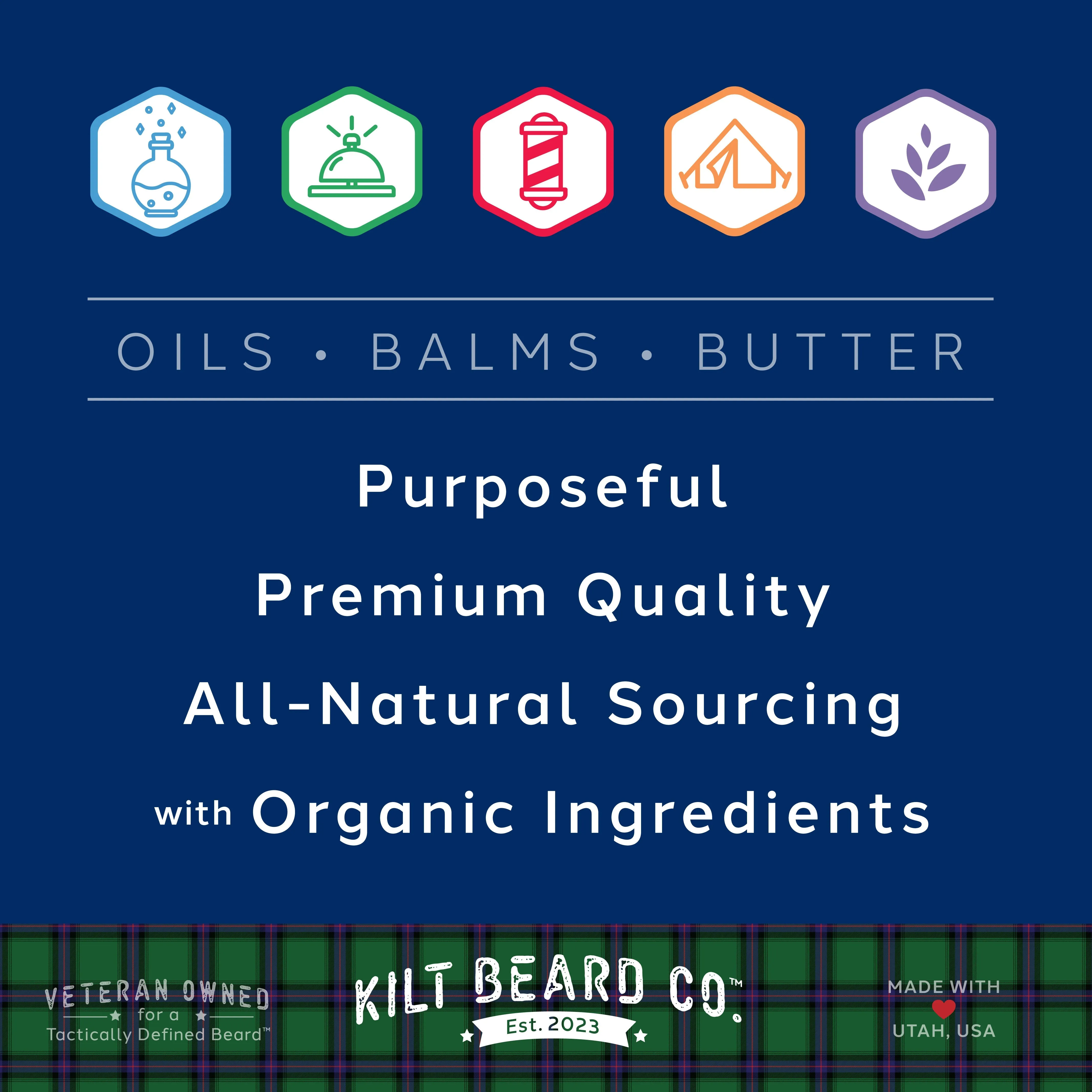 Moisturizing Powerhouse Beard Kit - Peppermint, Mango (Balm, Oil, Butter, Hat, T-shirt)