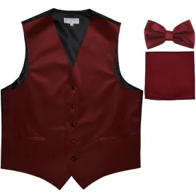 New Men's formal vest Tuxedo Waistcoat_bowtie & hankie set wedding prom burgundy