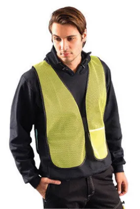 OccuNomix 4X Hi-Viz Yellow OccuLux Value Economy Light Weight Polyester Mesh Vest With Front Hook And Loop Closure And Elastic Side Straps And 1 Pocket