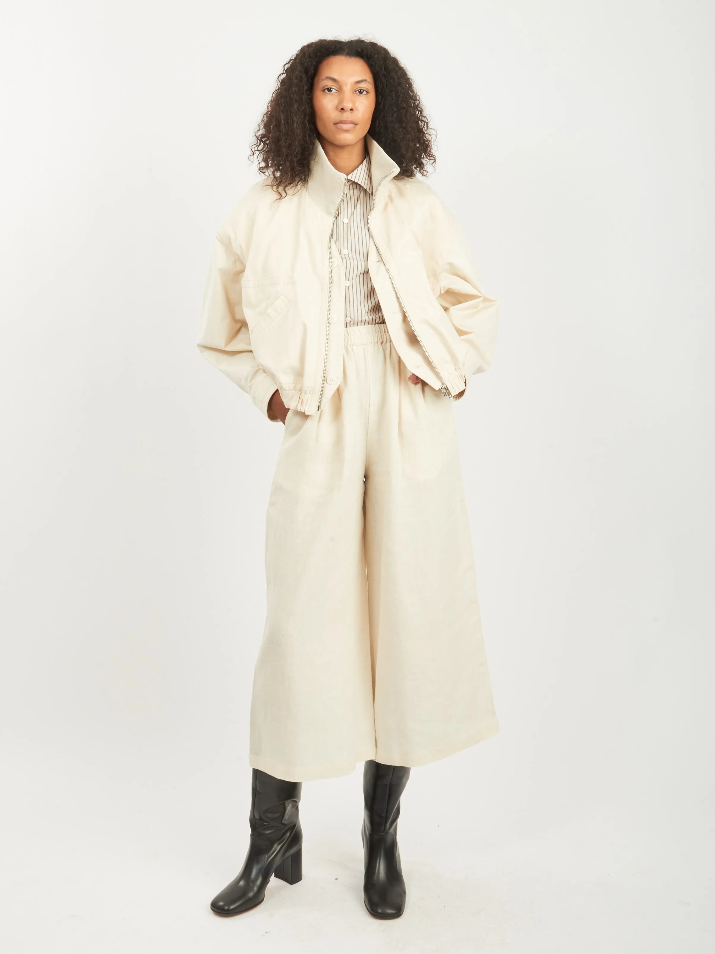 Pale Ecru Double Layer Blouson