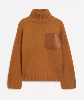 Patch pocket turtleneck jumper