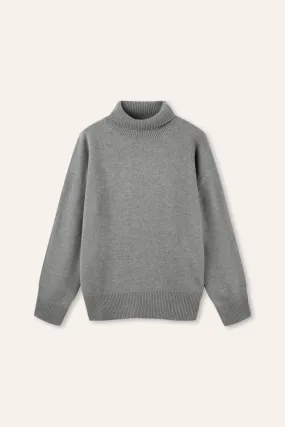 PHOEBE oversized wool turtleneck sweater (Light grey)