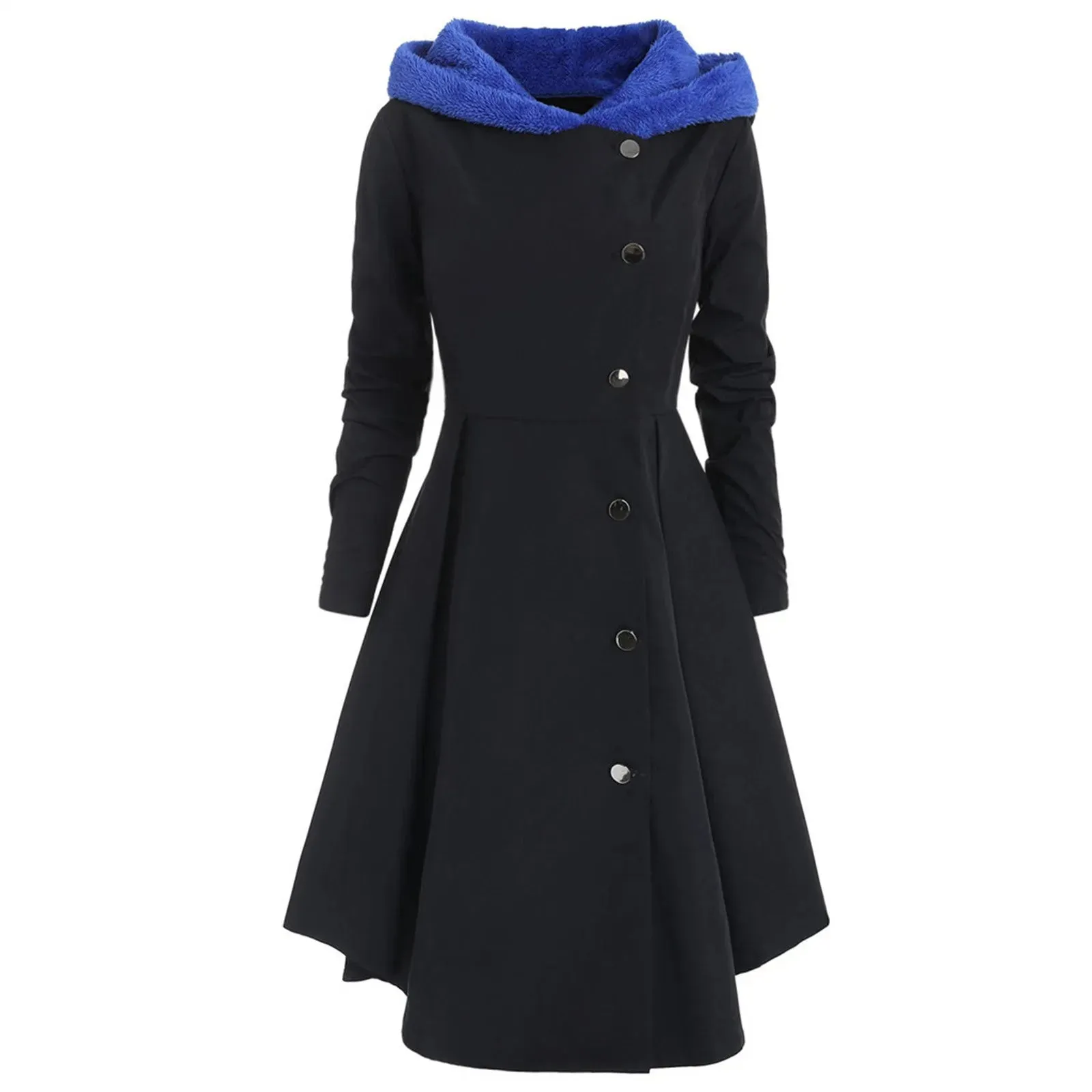 Plus Size Asymmetric Fleece Hooded Coat