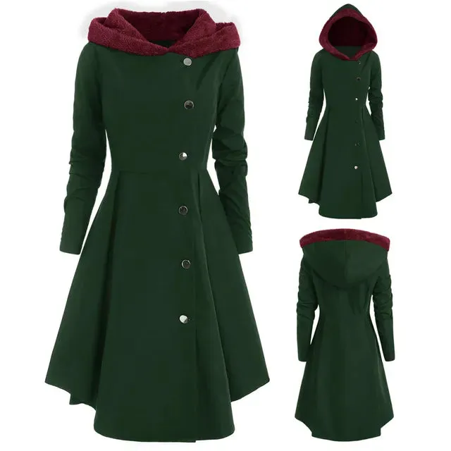 Plus Size Asymmetric Fleece Hooded Coat