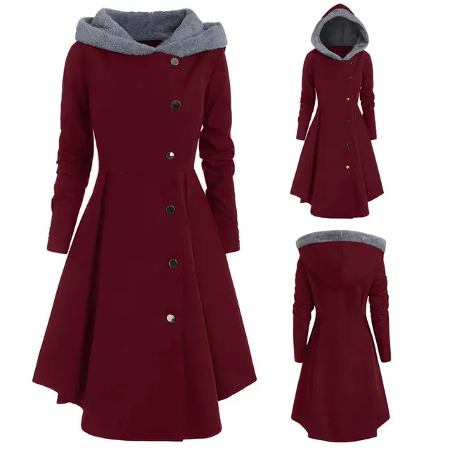 Plus Size Asymmetric Fleece Hooded Coat