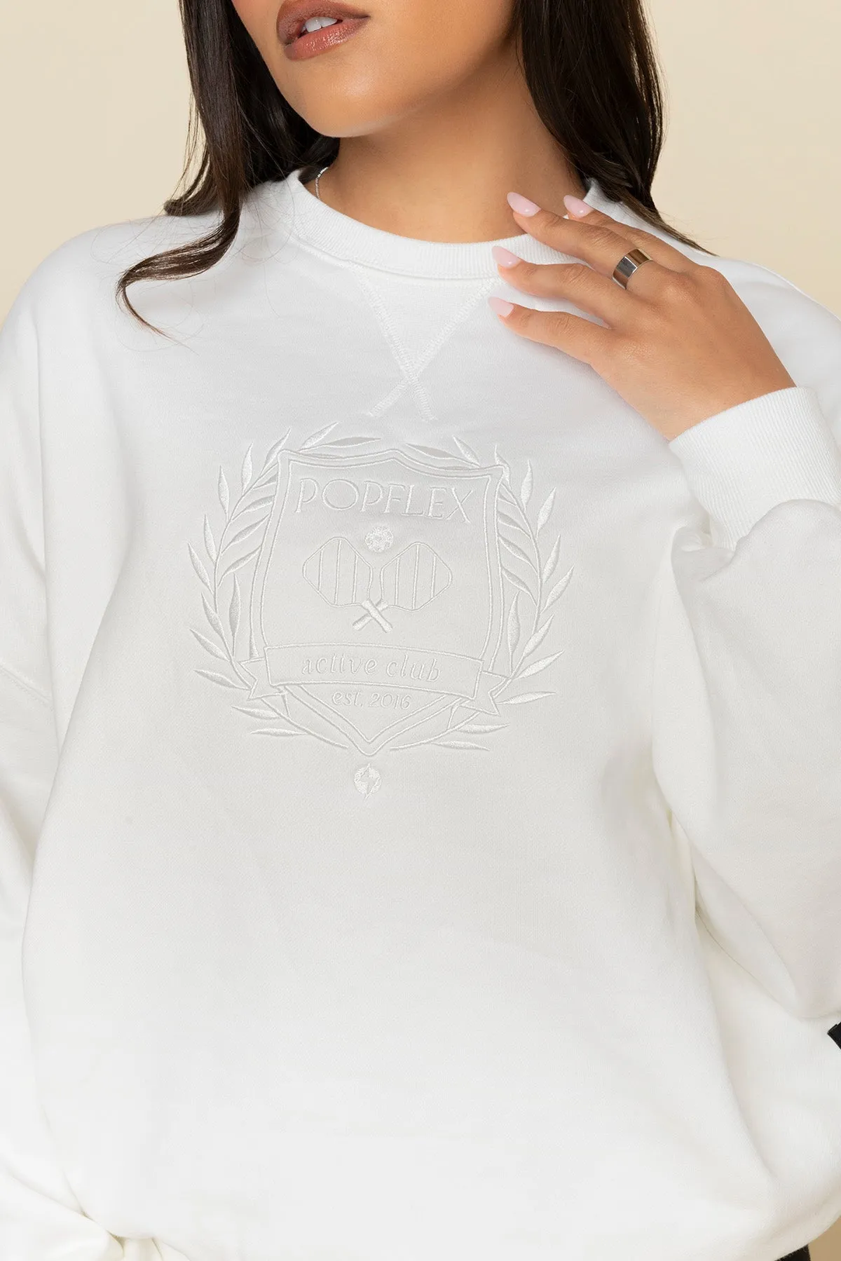 POPFLEX® Active Club Cloud Crewneck Sweater - White