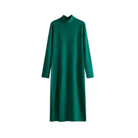 Pre Order:  Solid Long Sleeve Slit Knitted Dress