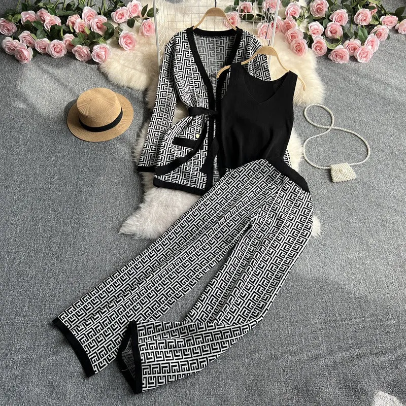 Pre Order:  Two-Piece Knitted Top   Wide Leg Pants