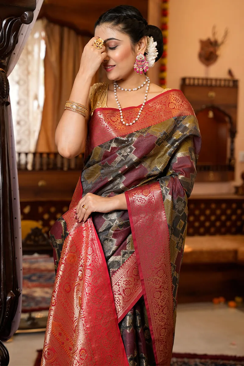 Precious Green Organza Silk Saree With Energetic Blouse Piece