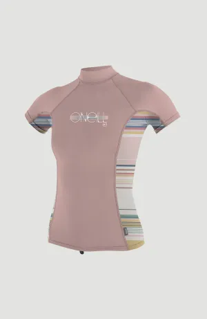 Premium Shortsleeve Skin Turtleneck Rash Guard | PEONY/BAJA STRIPE/PEONY