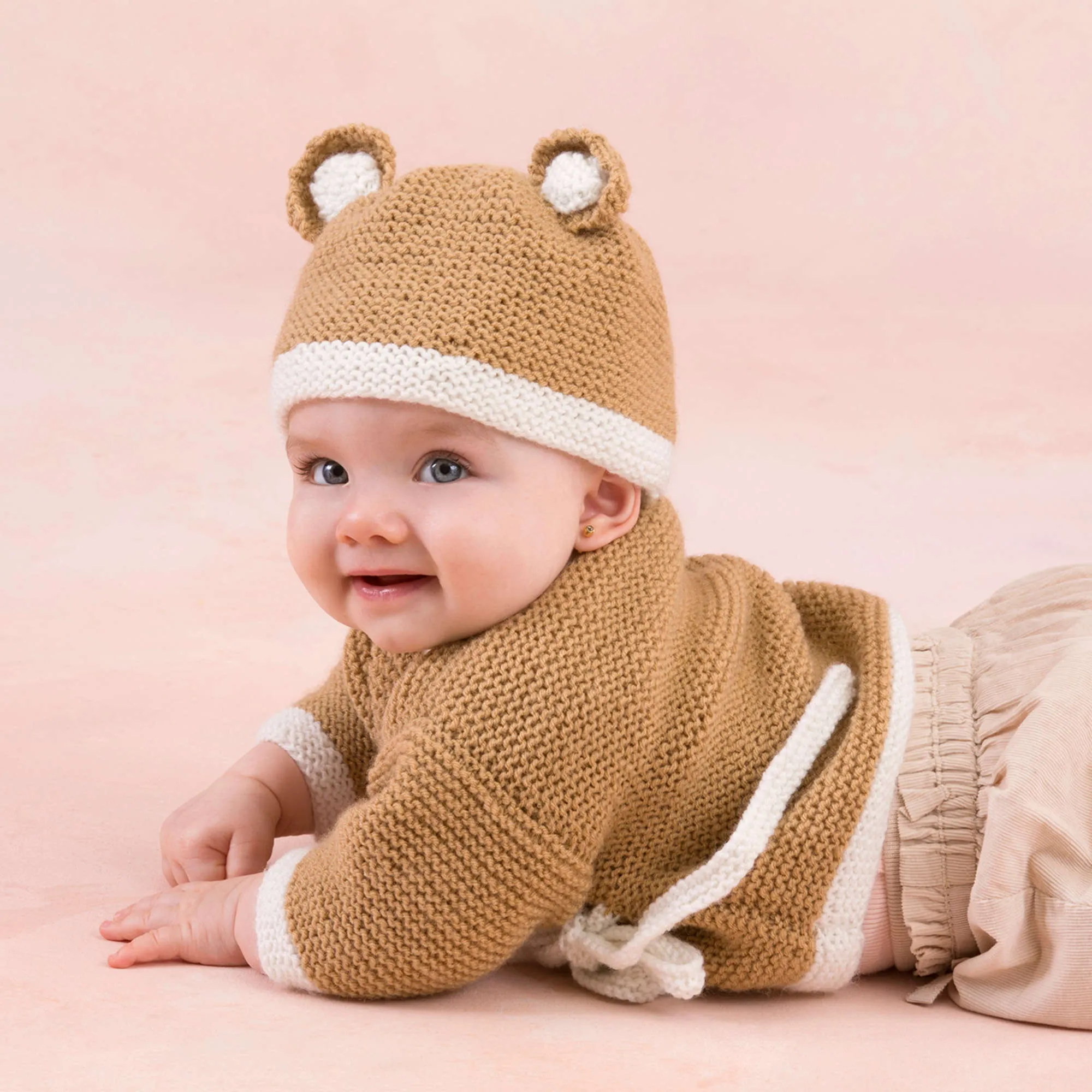 Red Heart Knit Teddy Sweater And Hat